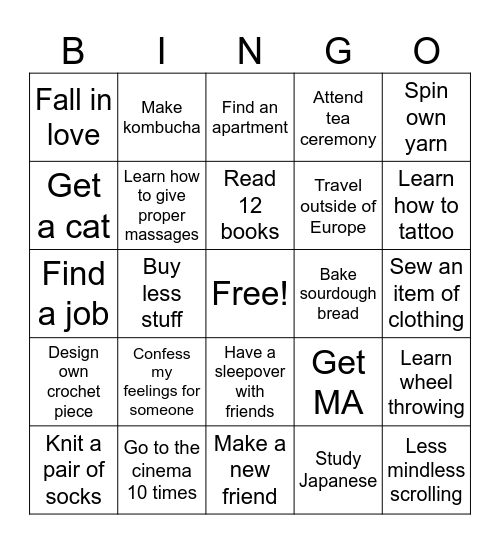 2026 Bingo Card