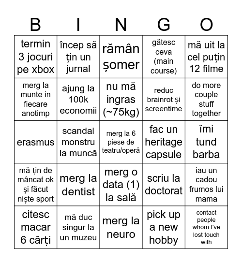 2026 Bingo Card