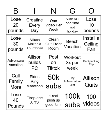 2026 Bingo Card