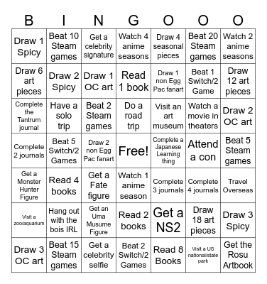 7X7 Bingo Card