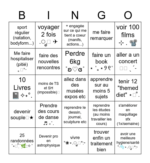 Bingo 2026 ⋆˚꩜｡ Bingo Card