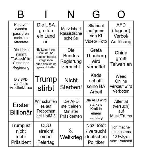 Bullshitbingo 2026 Bingo Card