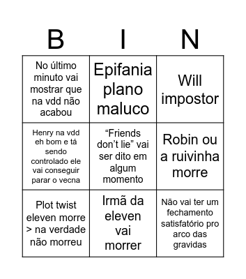 Último do ST Bingo Card