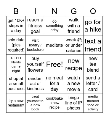 Jess January Bingo! Bingo Card
