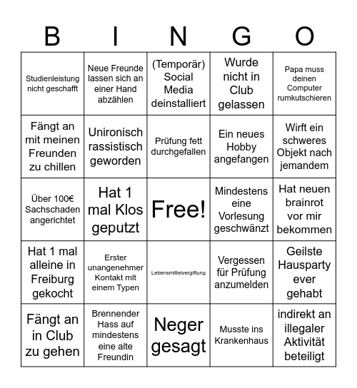 Xenias 2026 Bingo Card
