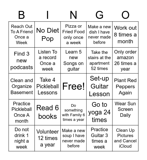 2026 Ideas Bingo Card