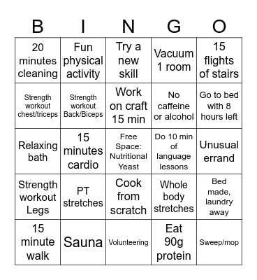 New Years Bingo Card