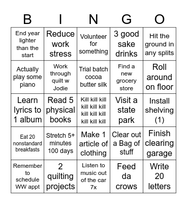 2026 Bingo Card