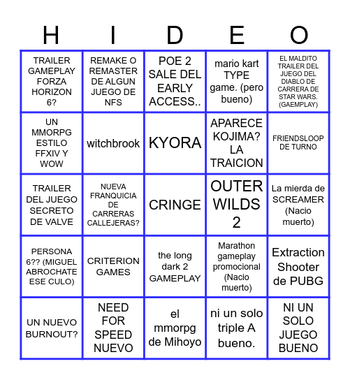 BINGO NewGamePlus (la competencia) Bingo Card