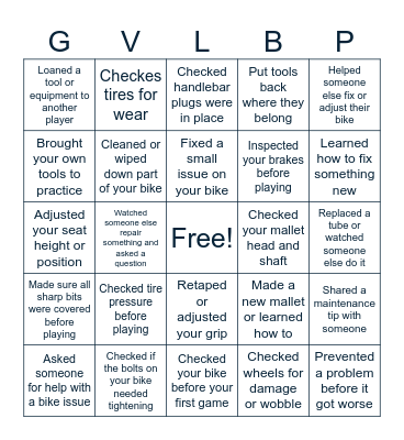 February Maintenance Bingo Card