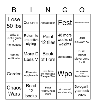 2026 Goals👀 Bingo Card