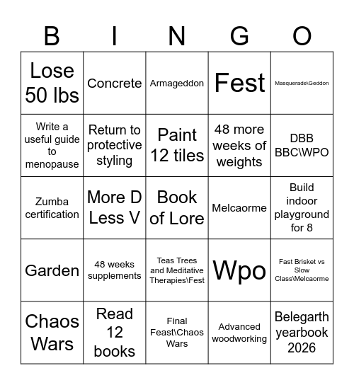 2026 Goals👀 Bingo Card