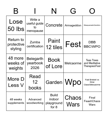 2026 Goals👀 Bingo Card