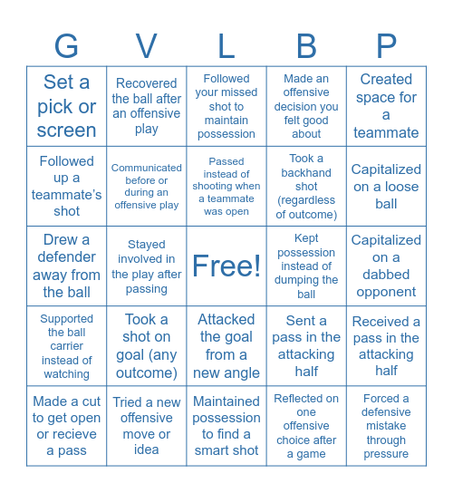 March Offense Bingo Card