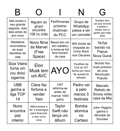 ayo 2026 Bingo Card