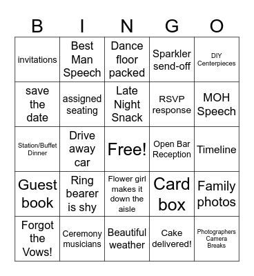 Wedding Planner Bingo! Bingo Card