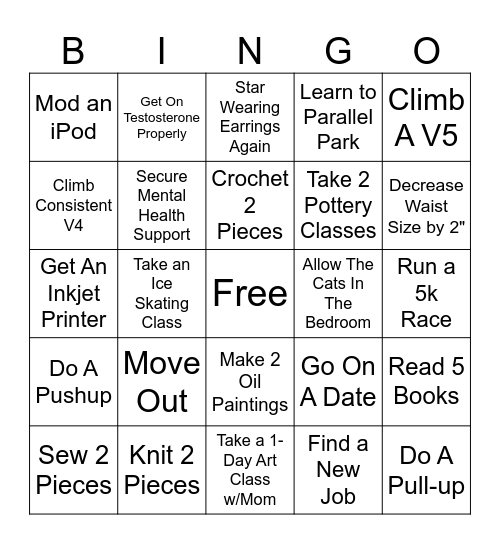 2026 Resolutions Bingo Card