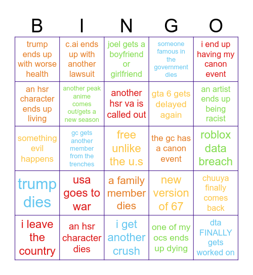 2026 Bingo Card