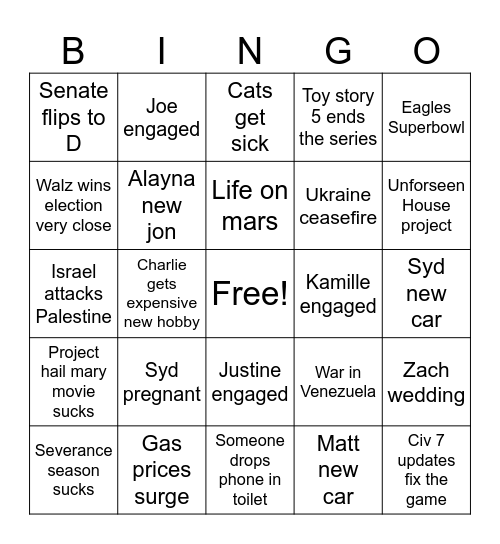 2025 Bingo Card