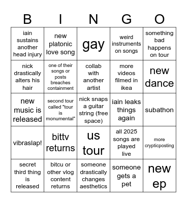 bearsintrees bingo 2026 Bingo Card