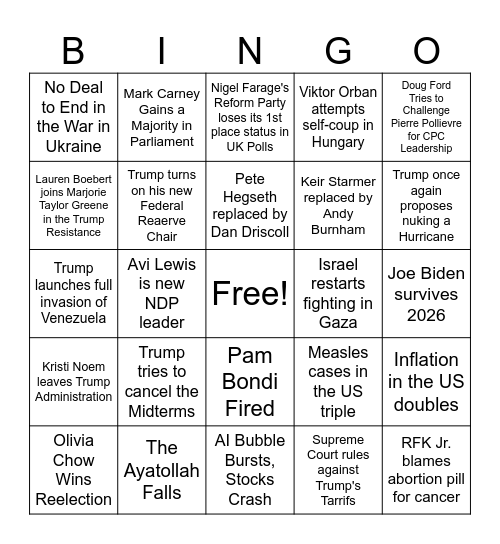 2026 Bingo Card