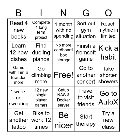 2026 bingo Card