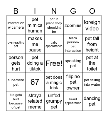 best of pets 2025 Bingo Card