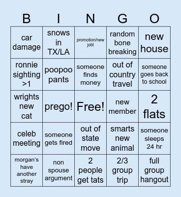 2025 BFFs Bingo Card