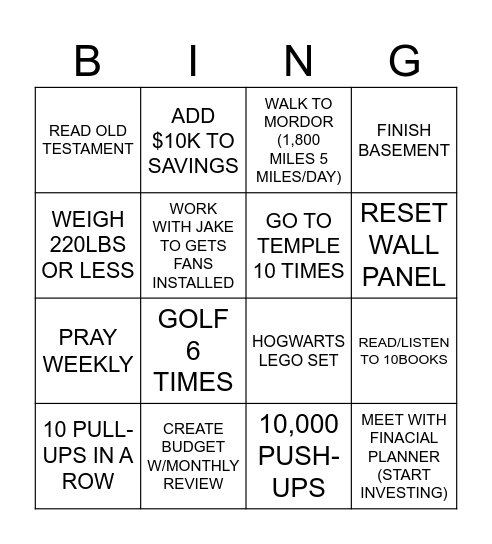 2026 Bingo Card
