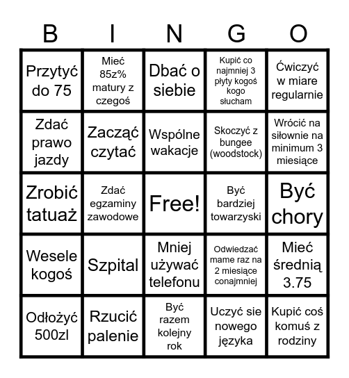 ROK 2026 Bingo Card