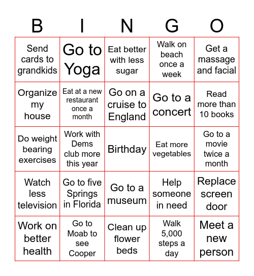 2026 Wish List Bingo Card