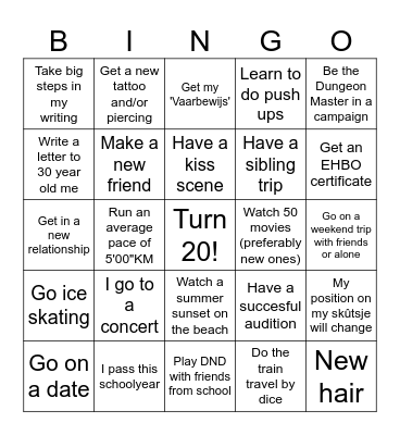 Marrit's 2026 Bingo Card