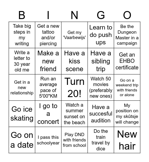 Marrit's 2026 Bingo Card