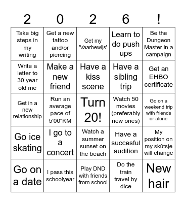 Marrit's 2026 Bingo Card