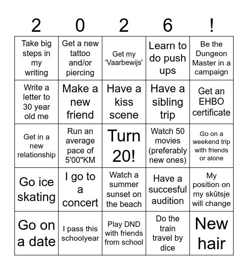 Marrit's 2026 Bingo Card