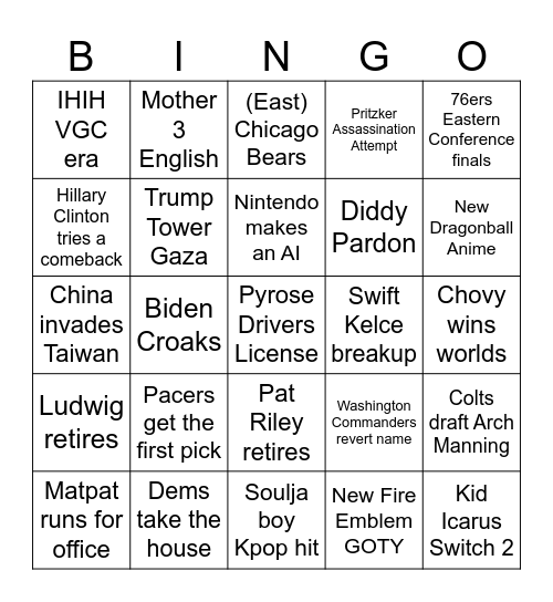 IHIH 2026 Bingo Card