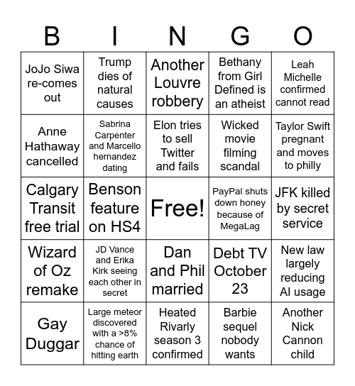 AMs 2026 Bingo Card Bingo Card