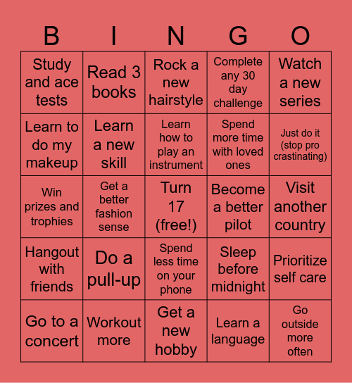 2026 BINGO GOALS Bingo Card