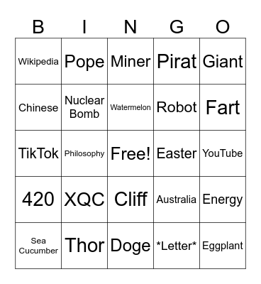xqc Bingo Card