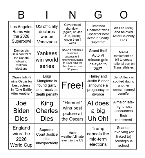 Untitled Bingo Card