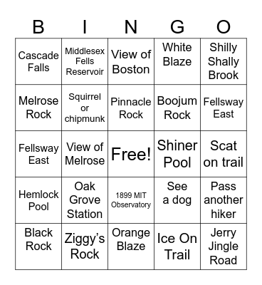 Rock Circuit Trail 3 Bingo Card