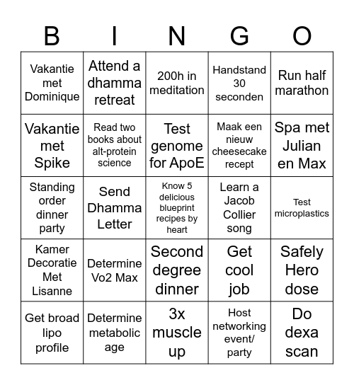 Goal Bingo 2026 🥑 Bingo Card