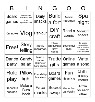 S+ Bingo Card