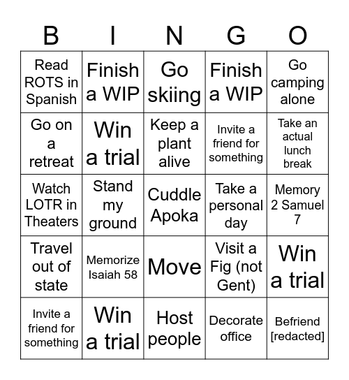 Bringo Bingo Card