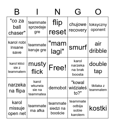 RL bingo Card