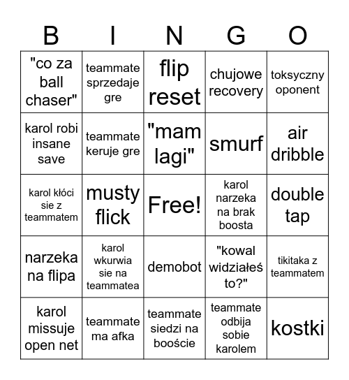 RL bingo Card