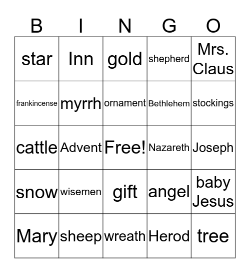 Christmas Bingo Card