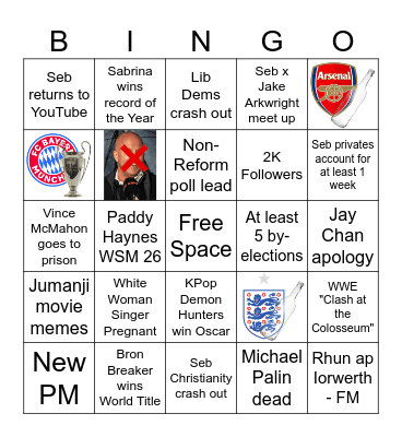 2026 Bingo Board Bingo Card