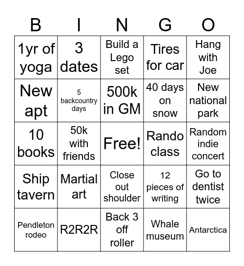 Year of the guin Bingo Card