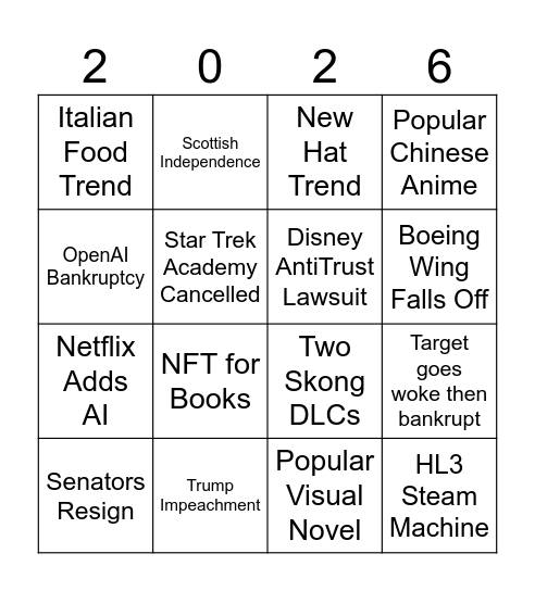 2026 BINGO Card